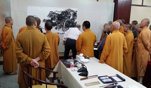 书法-普陀山佛协在宝陀讲寺举办书画培训讲座