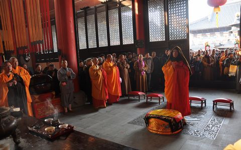 佛教-会长道慈大和尚一行出席老天福禅寺佛殿落成暨佛像开光法会
