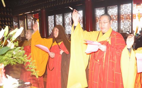 佛教-会长道慈大和尚一行出席老天福禅寺佛殿落成暨佛像开光法会