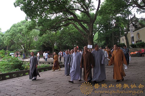 佛教-参加全国汉传佛教规范传戒开堂、陪堂研讨班诸山长老及来宾参访普陀山