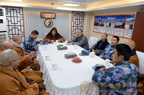 佛教-道慈会长等佛协领导一行赴普陀山管委会和本山部队驻地新春拜访