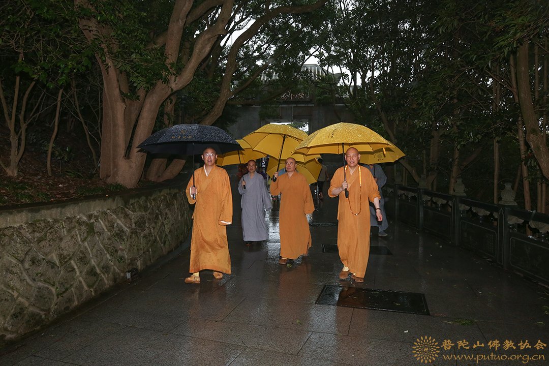 台风-会长道慈大和尚一行赴普陀山沿海寺院检查防台工作