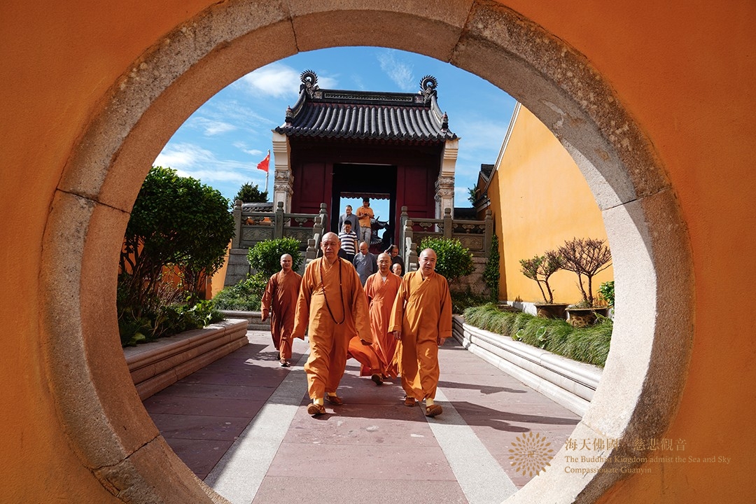 台风-会长道慈大和尚与陈宏成局长一行赴法雨禅寺等寺院查看台风影响情况