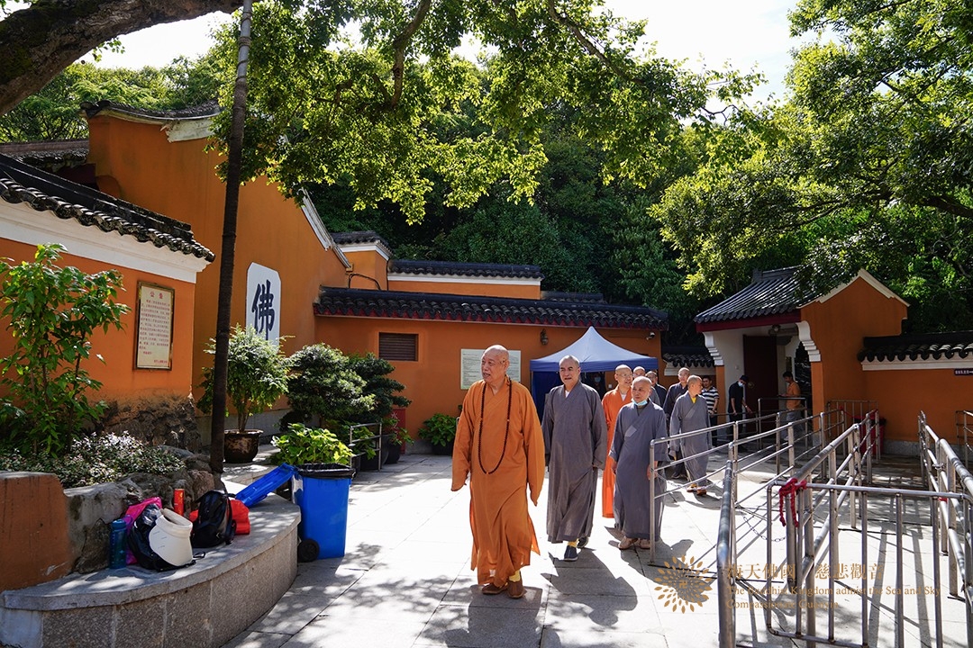 台风-会长道慈大和尚与陈宏成局长一行赴法雨禅寺等寺院查看台风影响情况